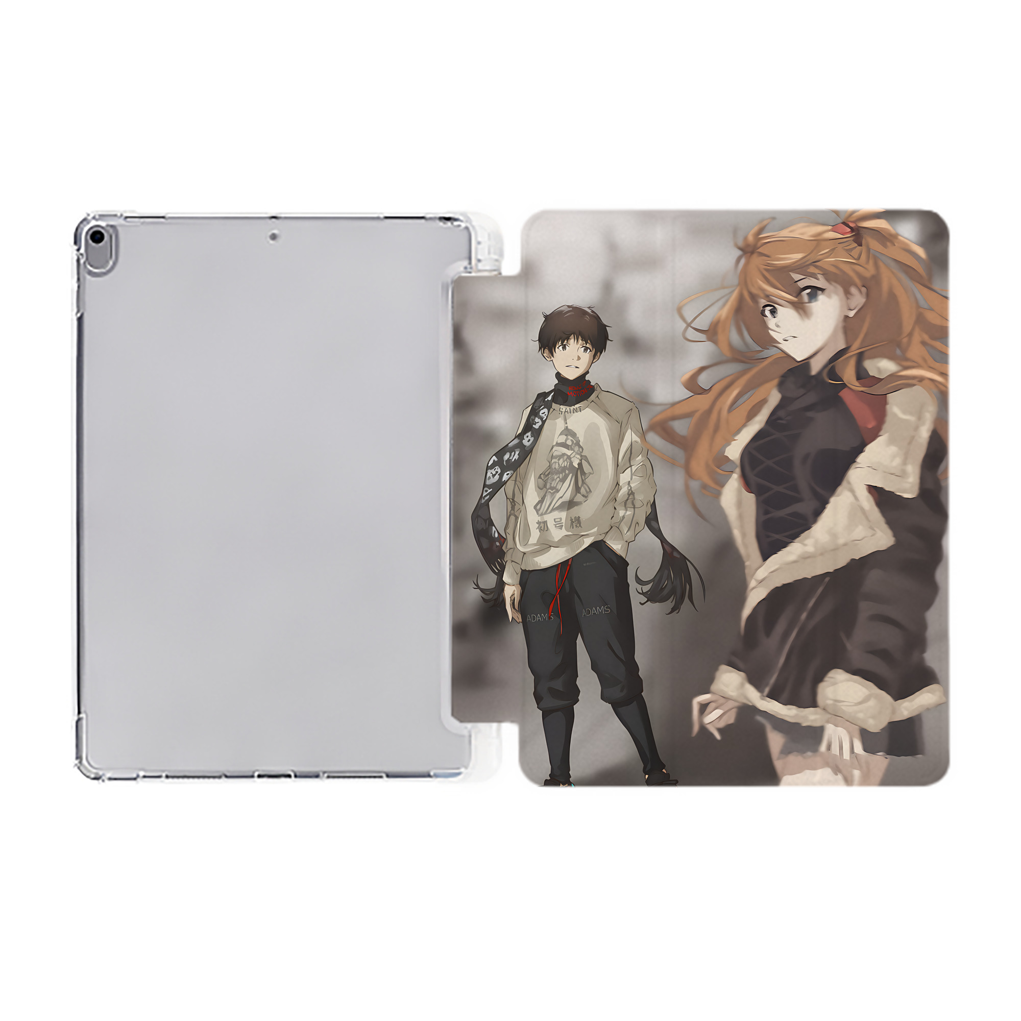 （画像用） EVA 新世紀エヴァンゲリオン IPad ケース ペン収納付き 三つ折りスタンド PUレザー×シリコン 対応機種9.5/10.5/10.9インチ